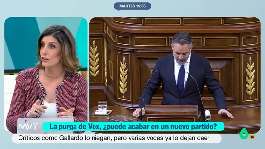 Raquel Ejerique, sobre la crisis en Vox: "Va a ser muy difícil que un partido salga adelante sin transparencia y democracia interna" "Abascal puede intentar expulsar a cada persona que le lleve la contraria, pero va a ser muy difícil que expulse a todos los que no estén de acuerdo", afirma Raquel Ejerique sobre la crisis interna de Vox.