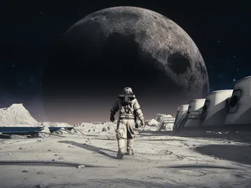 Ilustración de un astronauta en la Luna Ilustración de un astronauta en la Luna