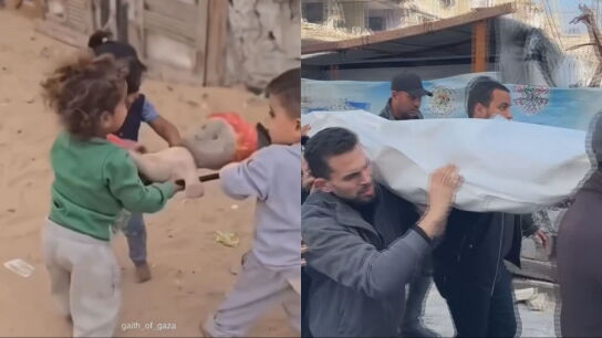 'Jugar a los funerales' con un mu&ntilde;eco: la imagen que muestra el horror diario al que son sometidos los ni&ntilde;os en Gaza