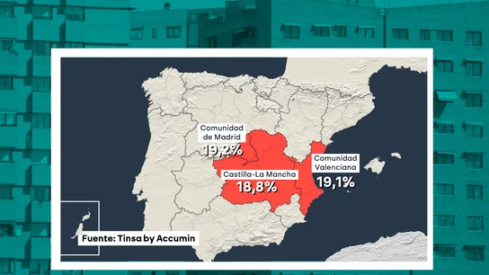 Mapa de las comunidades autónomas en las que más sube el precio de la vivienda. Mapa de las comunidades autónomas en las que más sube el precio de la vivienda.