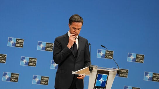 El secretario general de la OTAN, Mark Rutte, en una rueda de prensa
