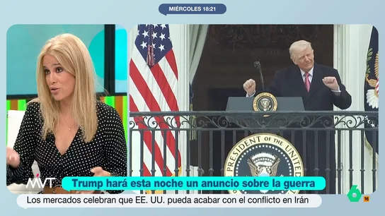 Afra Blanco, sobre la guerra en Irán: "Con los tratos de Donald Trump hay gente que se está haciendo de oro" Los mercados han respondido de manera positiva al nuevo anuncio de Donald Trump sobre el fin del conflicto entre su país e Israel contra Irán. Además, también se ha producido una bajada en el precio del barril de petróleo.