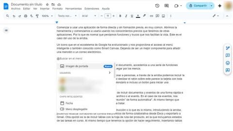 Menú de la arroba en Google Docs