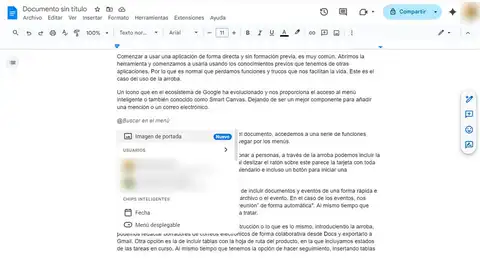 Menú de la arroba en Google Docs Menú de la arroba en Google Docs