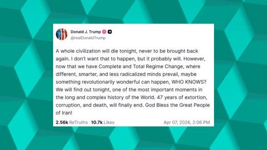 Trump reitera su amenaza a Irán horas antes de expirar su ultimátum: "Toda una civilización morirá esta noche"