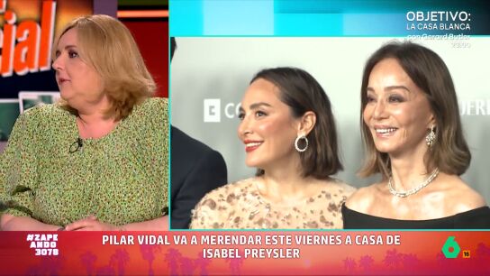 Pilar Vidal tiene el aut&eacute;ntico planazo de este fin de semana: merienda en casa de Isabel Preysler. En este v&iacute;deo, desvela c&oacute;mo es una reuni&oacute;n de este nivel y confiesa que alguna vez se ha llevado un t&aacute;per.