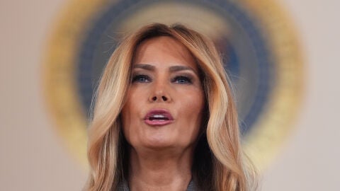 La primera dama de Estados Unidos (EEUU), Melania Trump, durante una comparecencia este jueves desde la Casa Blanca.