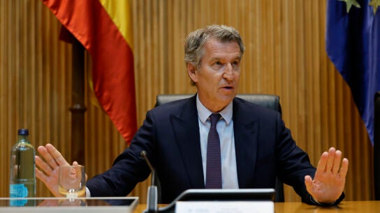 El l&iacute;der del PP, Alberto N&uacute;&ntilde;ez Feij&oacute;o, este martes en el Congreso.