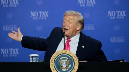 El presidente de Estados Unidos, Donald Trump, interviene durante una mesa redonda en Las Vegas, Nevada, EEUU, el 16 de abril de 2026. El presidente de Estados Unidos, Donald Trump, interviene durante una mesa redonda en Las Vegas, Nevada, EEUU, el 16 de abril de 2026.