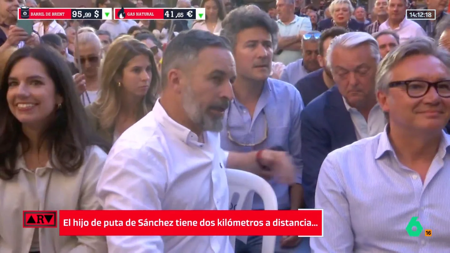 Abascal llama "hijo de puta" a Sánchez durante los altercados en Granada: "No vamos a permitir el acto con esa gente ahí" Abascal llama "hijo de puta" a Sánchez durante los altercados en Granada: "No vamos a permitir el acto con esa gente ahí"
