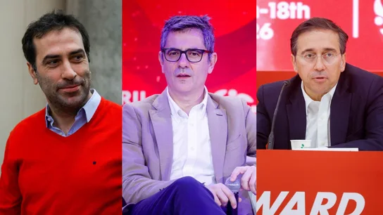 El vicepresidente primero del Gobierno y ministro de Economía, Comercio y Empresa, Carlos Cuerpo, el ministro de la Presidencia, Félix Bolaños y El ministro de Asuntos Exteriores, Unión Europea y Cooperación, José Manuel Albares. El vicepresidente primero del Gobierno y ministro de Economía, Comercio y Empresa, Carlos Cuerpo, el ministro de la Presidencia, Félix Bolaños y El ministro de Asuntos Exteriores, Unión Europea y Cooperación, José Manuel Albares.