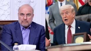 El presidente del Parlamento iran&iacute;, Mohamad Baqer Qalibaf, y el presidente de EEUU, Donald Trump.