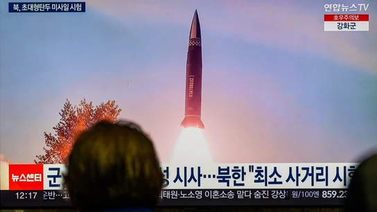 Imagen de archivo del lanzamiento de un misil norcoreano. Imagen de archivo del lanzamiento de un misil norcoreano.