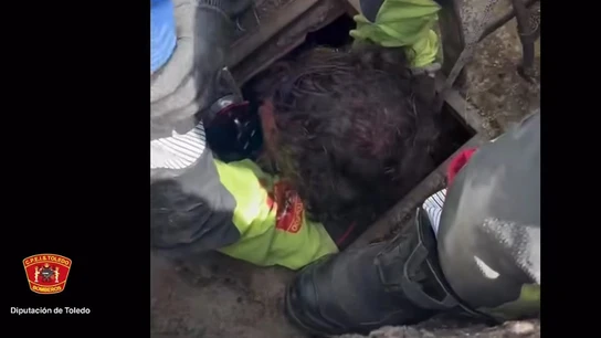 Momento del rescate a un niño de tres años que cayó a un pozo de 16 metros en Turleque Momento del rescate a un niño de tres años que cayó a un pozo de 16 metros en Turleque