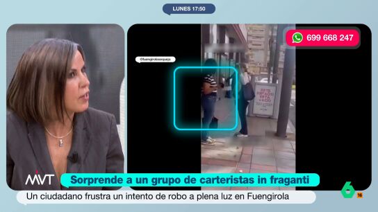 "Llamas a la polic&iacute;a, los identificas y les dices c&oacute;mo van vestidos, pero lo de hacer de poli t&uacute;, no", comenta Bea de Vicente al ver c&oacute;mo un hombre pone en aviso a una mujer que estaba siendo robada por unas carteristas en Fuengirola.