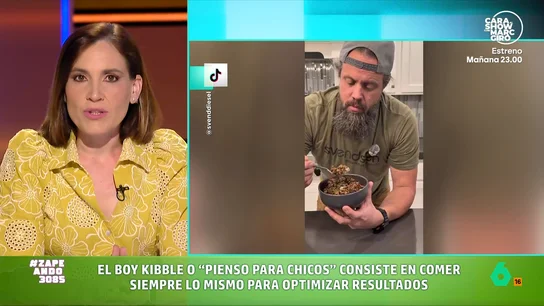 Boticaria García señala los riesgos de seguir la dieta viral del 'boy kibble' o 'pienso para chicos', en vídeo Esta dieta consiste en, sencillamente, comer siempre lo mismo para, como explica la farmacéutica, "optimizar resultados y asegurar proteína suficiente, controlar las calorías y no complicarse la vida pensando qué cocinar".