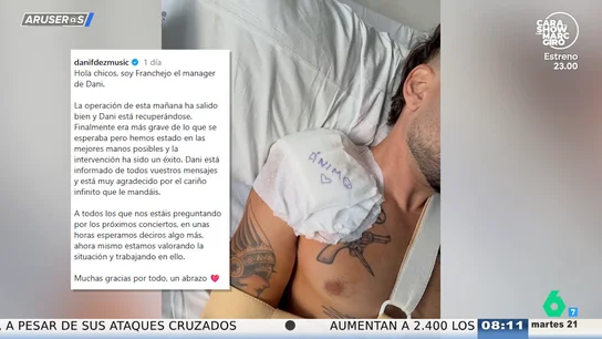 Dani Fernández informa sobre su estado de salud tras su caída en concierto: "Era más grave de lo que se esperaba" Dani Fernández informa sobre su estado de salud tras su caída en concierto: "Era más grave de lo que se esperaba"