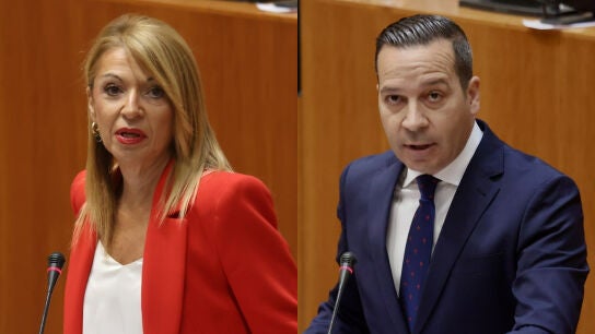 Fotomontaje. La socialista Piedad &Aacute;lvarez; y el candidato de Vox en Extremadura, &Oacute;scar Fern&aacute;ndez.