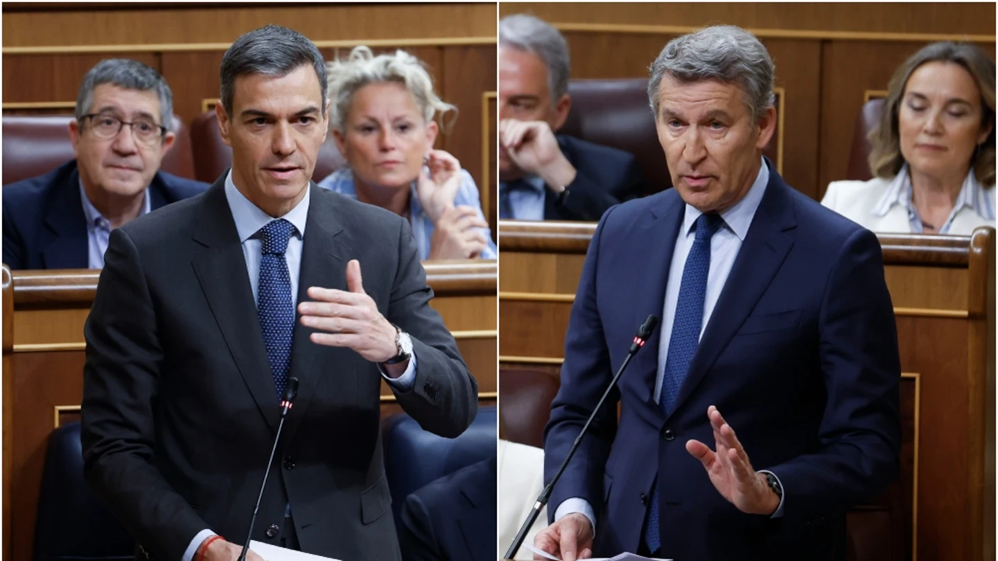 Pedro Sánchez y Alberto Núñez Feijóo, durante la sesión de control al Gobierno en el Congreso de los Diputados Pedro Sánchez y Alberto Núñez Feijóo, durante la sesión de control al Gobierno en el Congreso de los Diputados