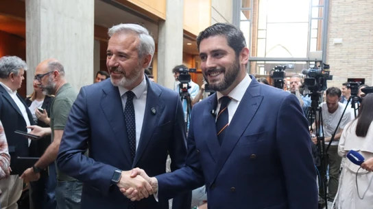 Jorge Azcón y Alejandro Nolasco, este miércoles. Jorge Azcón y Alejandro Nolasco, este miércoles.