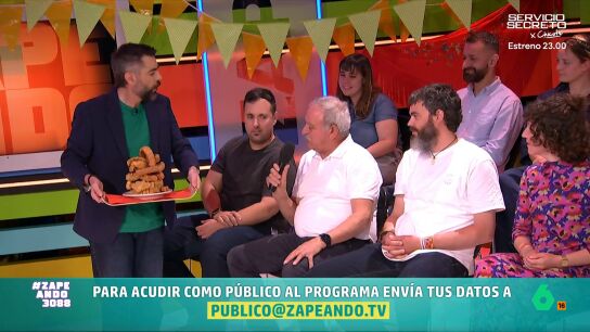 El presentador de Zapeando, a favor de que el p&uacute;blico lleve comida, ha alucinado con la altura que alcanzan los torreznos apilados sobre el plato. 