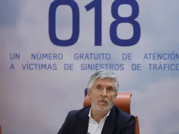 El ministro del Interior, Fernando Grande-Marlaska, durante la presentación del teléfono 018 de atención a las vícitmas de accidentes de tráfico. El ministro del Interior, Fernando Grande-Marlaska, durante la presentación del teléfono 018 de atención a las vícitmas de accidentes de tráfico.