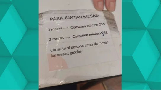 Obligatorio un consumo mínimo para sentarse a la mesa: "Esto no es una ONG, es un bar" Obligatorio un consumo mínimo para sentarse a la mesa: "Esto no es una ONG, es un bar"