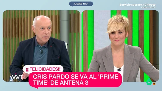 Luis Sanabria emociona a Cristina Pardo tras anunciar su despedida de laSexta Luis Sanabria hace que Cristina Pardo apenas pueda contener las lágrimas al explicarle el "silencio" en la redacción cuando ha anunciado su marcha al prime time de Antena 3: "Eso es lo que te quieren".
