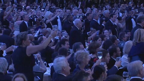 Imagen de archivo de los invitados brindando en una cena de corresponsales de la Casa Blanca