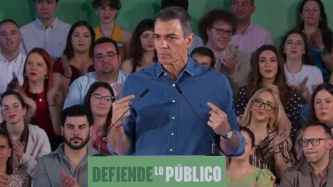 El presidente del Gobierno, Pedro S&aacute;nchez, en un mitin en C&oacute;rdoba. 