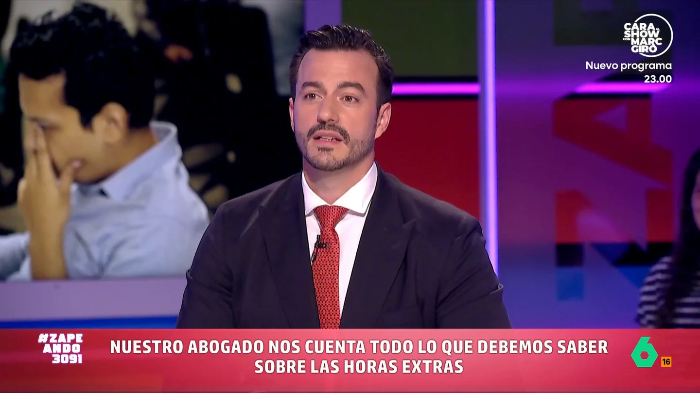 'Un tío legal' resuelve varias dudas sobre las horas extraordinarias: "Si no quieres, no tienes por qué quedarte" Los trabajadores suelen tener dudas con respecto a sus derechos en torno a las horas extra y el horario. El abogado laboralista Ignacio de la Calzada visita Zapeando para responder a las cuestiones más habituales.