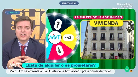 Marc Giró se enfrenta a 'La ruleta de la actualidad' de Más Vale Tarde y denuncia el precio del alquiler en Madrid El presentador ha compartido con Iñaki López y Cristina Pardo su opinión sobre temas de candente actualidad como el intento de atentado contra Trump o la vivienda.