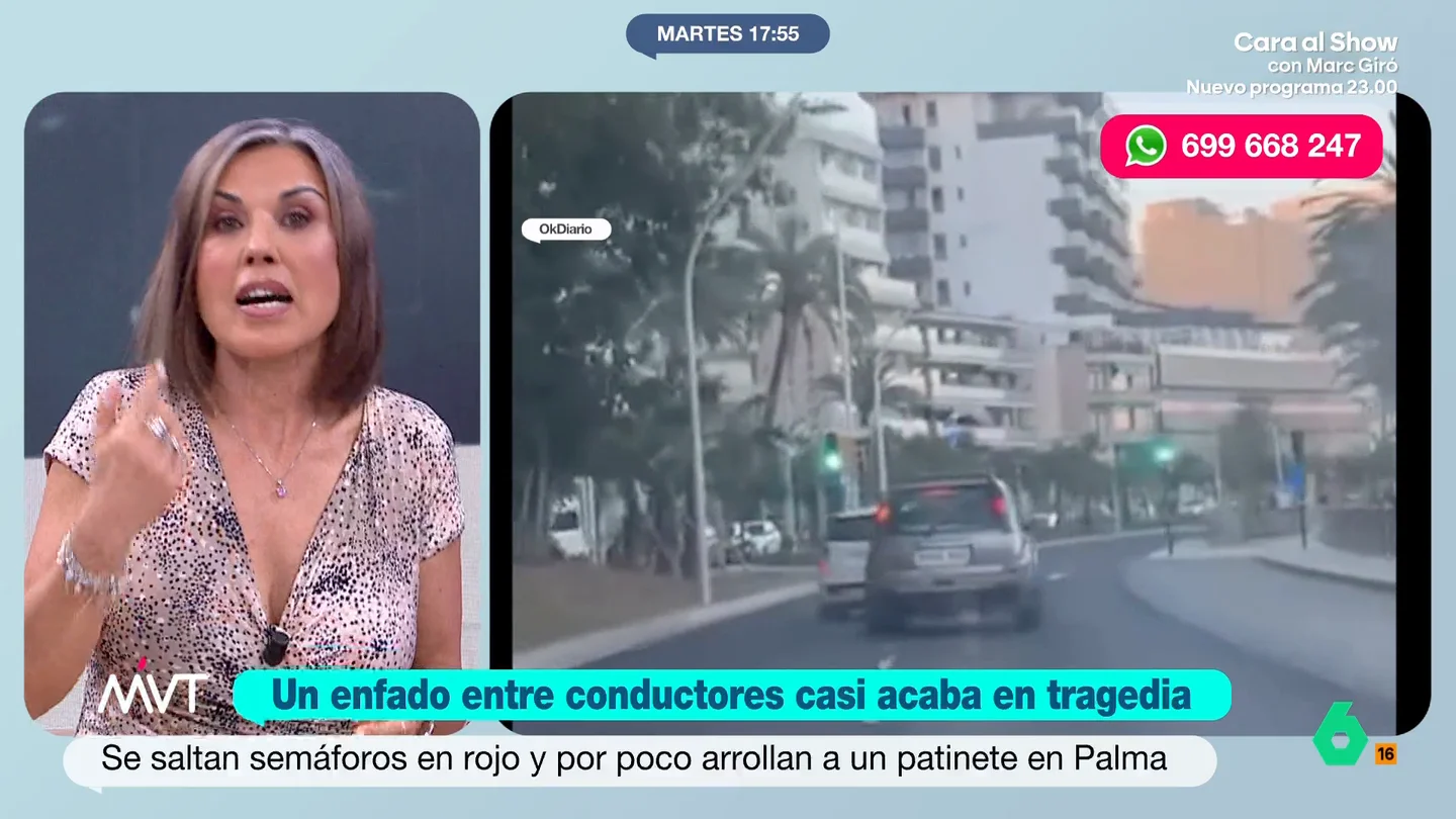 Beatriz de Vicente, sobre el 'pique' de dos coches en Palma: "Es una conducción temeraria a todas luces" En pleno paseo marítimo, un vehículo ha comenzado a conducir haciendo eses para evitar que el coche que iba detrás suyo pudiera adelantarle. Han llegado, incluso, a saltarse semáforos en rojo.