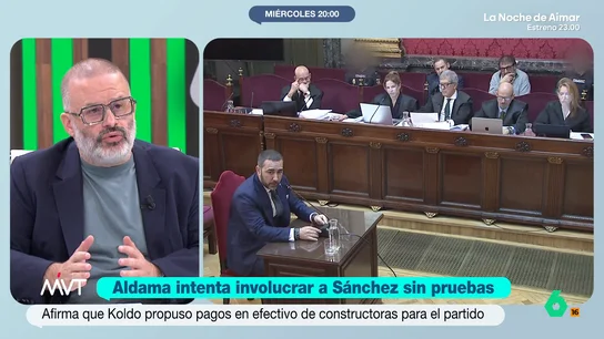 Edu Galán, sobre Víctor de Aldama: "De tanto ir a programas de televisión sensacionalistas cree que un tribunal es uno de ellos" El empresario ha declarado este miércoles en el juicio por el caso mascarillas. Entre otras cosas, Aldama ha intentado involucrar al presidente del Gobierno sin pruebas.
