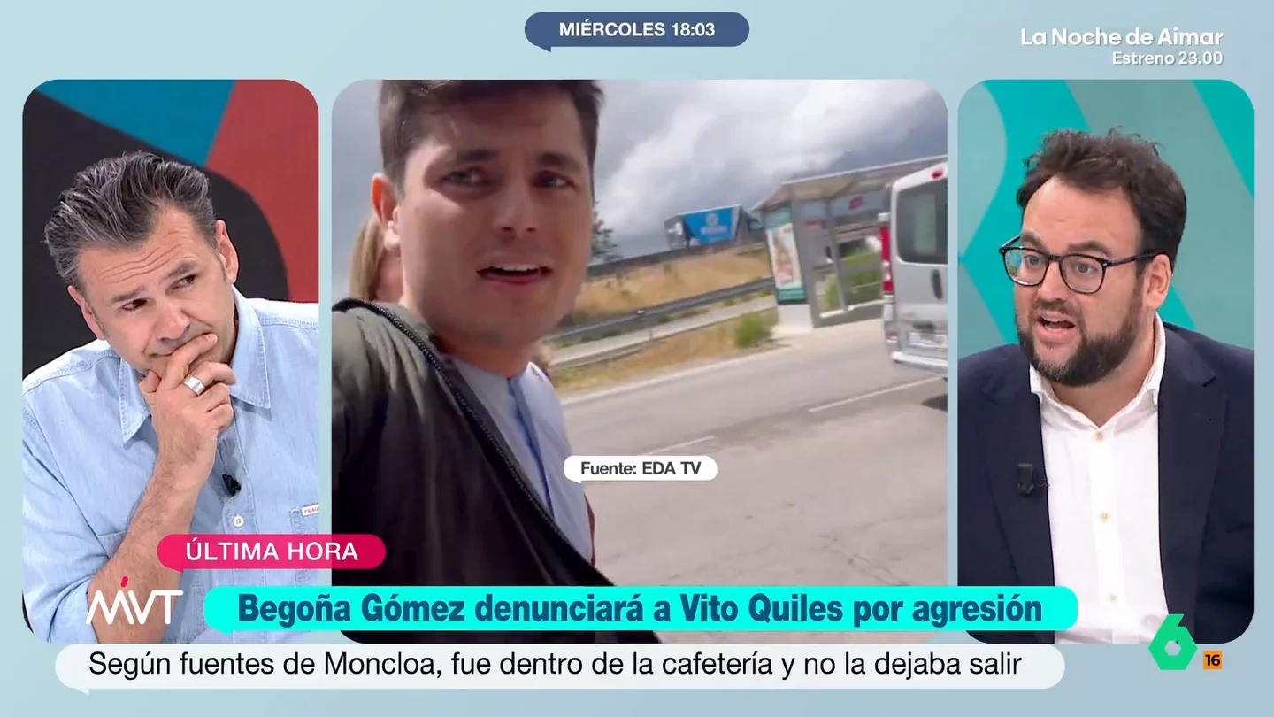 José Enrique Monrosi, sobre la persecución de Vito Quiles a Begoña Gómez: "Es una puñetera vergüenza" El periodista considera que la última polémica de Quiles es "muy grave" y denuncia que el agitador ultra acosa a periodista y que, incluso, llega hasta la puerta de sus domicilios. "Desata el odio en redes", añade.