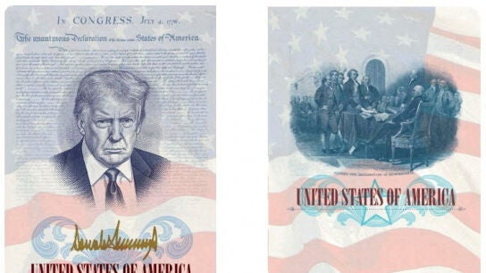El pasaporte de Estados Unidos con la cara de Donald Trump