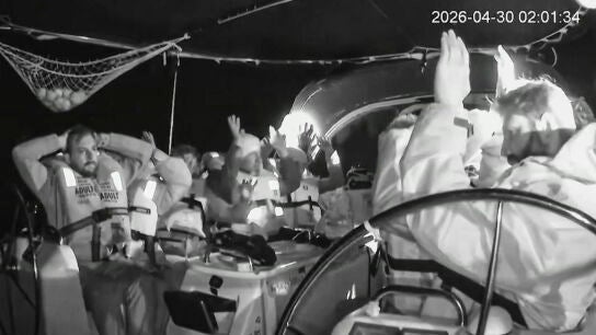Momento del abordaje a la Flotilla Global Sumud por parte del Ej&eacute;rcito israel&iacute;.