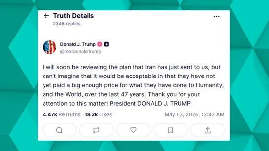 El presidente de EEUU, Donald Trump, dice que revisará "pronto" el plan de Irán para poner fin a la guerra, pero duda de que sea "aceptable". El presidente de EEUU, Donald Trump, dice que revisará "pronto" el plan de Irán para poner fin a la guerra, pero duda de que sea "aceptable".