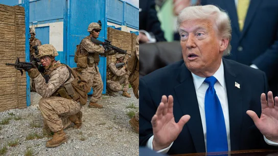 Imágenes de soldados estadounidenses y del presidente de Estados Unidos, Donald Trump. Imágenes de soldados estadounidenses y del presidente de Estados Unidos, Donald Trump.