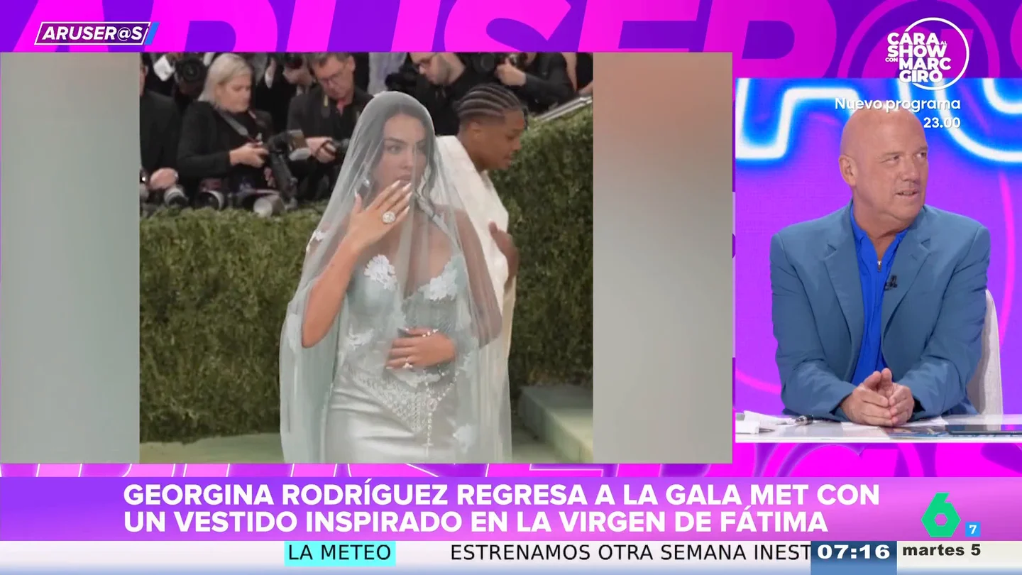 Alfonso Arús, sobre el estilismo de Georgina Rodríguez en la Met Gala 2026 inspirado en la Virgen de Fátima: "Le encantaría ser Rosalía" Alfonso Arús, sobre el estilismo de Georgina Rodríguez en la Met Gala 2026 inspirado en la Virgen de Fátima: "Le encantaría ser Rosalía"