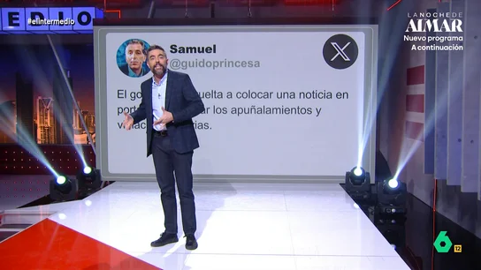La reacción de Dani Mateo al ver a un portavoz de Vox comparar a los inmigrantes con los contagios de hantavirus "Pedro Sánchez lleva meses metiendo ratas con diarrea en ese barco de Argentina", ironiza Dani Mateo, que analiza el polémico tuit de Samuel Vázquez, portavoz de Vox, acusando al Gobierno de usar la crisis del hantavirus como cortina de humo.