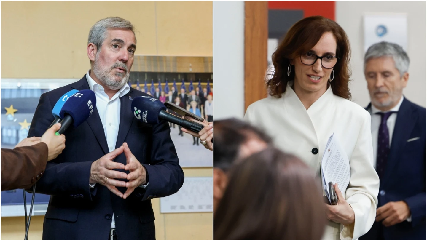 El presidente de Canarias, Fernando Clavijo, y la ministra de Sanidad, Mónica García El presidente de Canarias, Fernando Clavijo, y la ministra de Sanidad, Mónica García