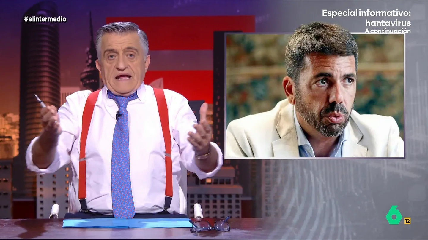 Wyoming, responde al PP tras criticar la gestión de la crisis del hantavirus: "Que se encargue Mazón, es experto en aislamiento, se mete en el Ventorro y no lo saca ni sios" Wyoming, responde al PP tras criticar la gestión de la crisis del hantavirus: "Que se encargue Mazón, es experto en aislamiento, se mete en el Ventorro y no lo saca ni sios"