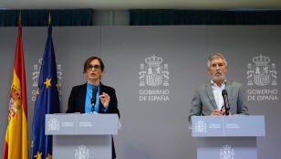 La ministra de Sanidad, M&oacute;nica Garc&iacute;a, durante la rueda de prensa ofrecida junto al ministro de Interior, Fernando Grande-Marlaska