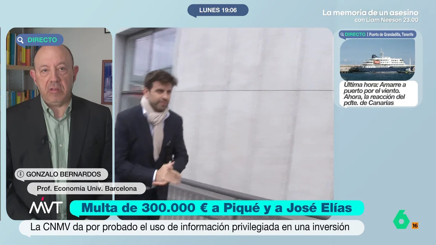 Gonzalo Bernardos, sobre la multa de la CNMV a Gerard Piqué: "Que haya operado tan a la brava, me resulta muy extraño" El exfutbolista tendrá que pagar una multa de 200.000 euros por usar información privilegiada para invertir en bolsa. Piqué, con esta operación, obtuvo un rendimiento de 48.000 euros.