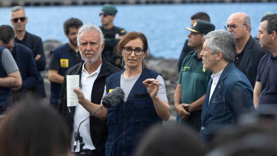 Los ministros de Sanidad, M&oacute;nica Garc&iacute;a; Interior, Fernando Grande Marlaska; y Pol&iacute;tica Territorial, &Aacute;ngel V&iacute;ctor Torres, sobre el crucero MV Hondius