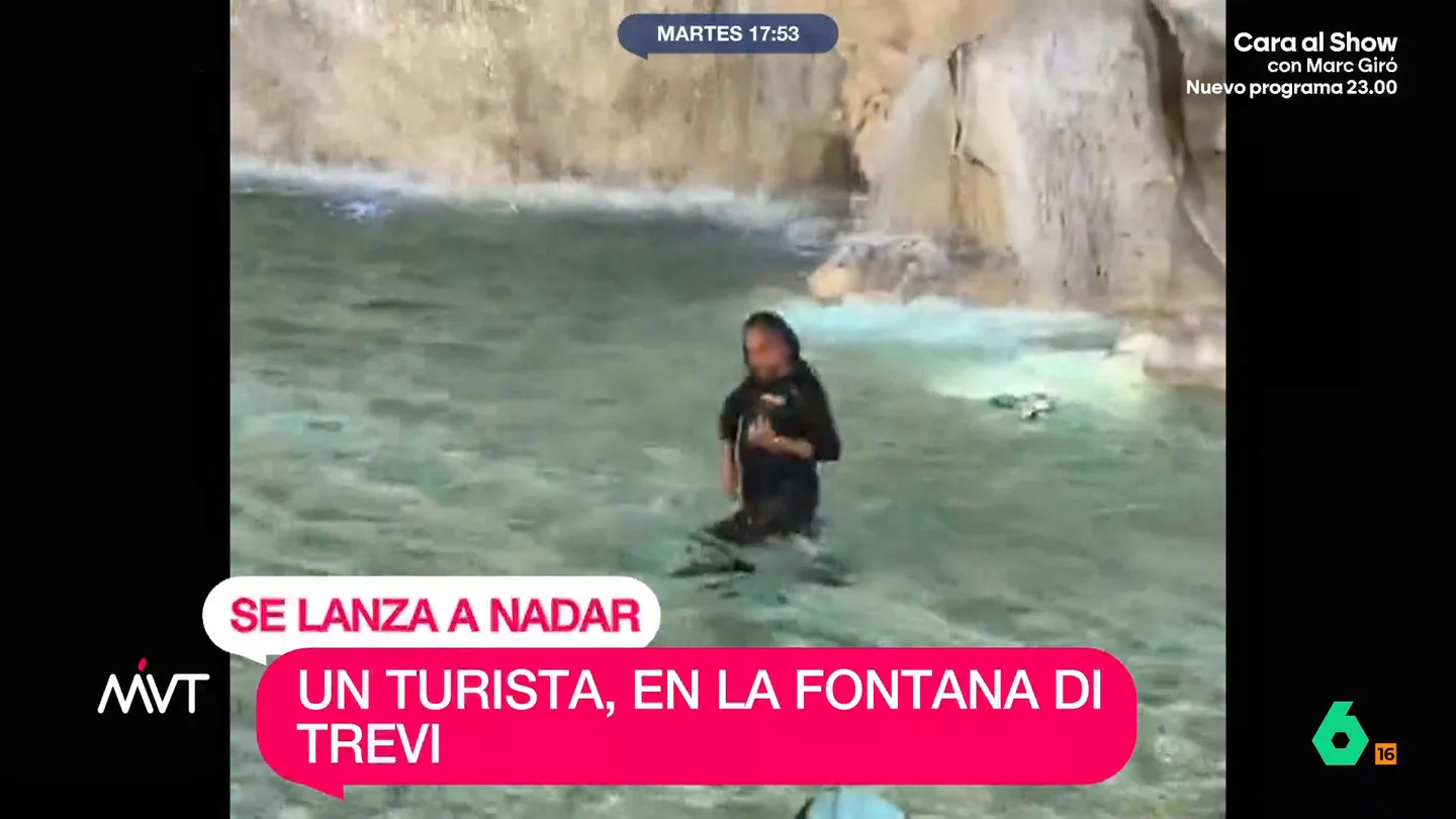El chapuzón más caro de un turista en la Fontana di Trevi: 500 euros de multa y se estudia prohibirle el acceso de por vida Más Vale Tarde analiza el salto de un turista a la Fontana di Trevi para hacerse unos largos. Una 'hazaña' que le va a salir caro después de ser detenido por los carabinieri minutos después.
