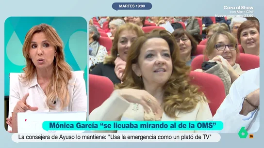 Carmen Morodo, sobre el "licuado" de Fátima Matute hacía Mónica García: "Está fuera de lugar y es tóxico para los ciudadanos" La periodista afea las palabras de la consejera de Sanidad de la Comunidad de Madrid, que ha expuesto que la ministra de Sanidad se habría "licuado" ante el representante de la OMS para conseguir un puesto.