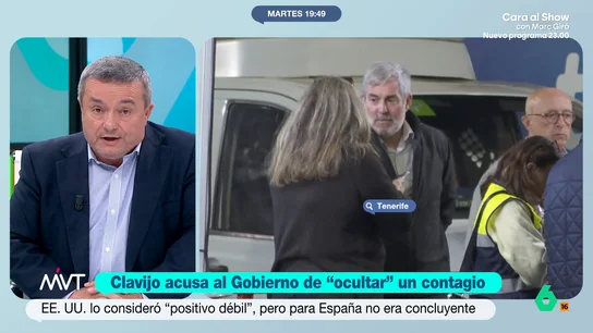 Chema Crespo considera que Fernando Clavijo "no tiene derecho a erigirse como intérprete de la dignidad del pueblo canario" El periodista se hace eco de la afirmación del presidente del Gobierno de Canarias que ha afirmado que han mentido al pueblo canario, ocultado que en el MV Hondius había una persona contagiada de hantavirus.
