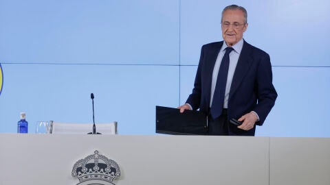 El presidente del Real Madrid, Florentino P&eacute;rez, comparece ante la prensa este mi&eacute;rcoles.